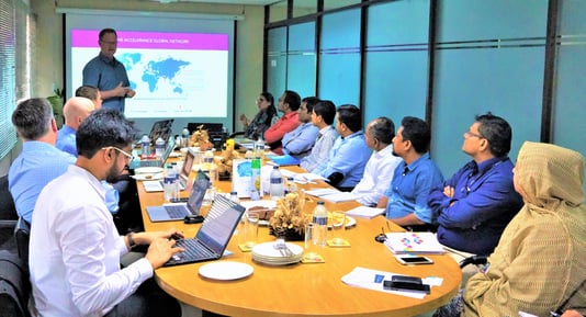 CEO Andy Hilliard presents to a software development outsourcing partner in South Asia - India
